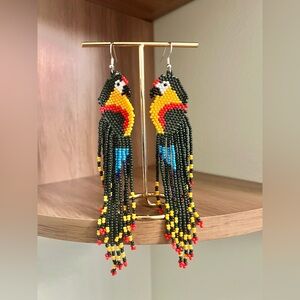 Colorful Beaded Parrot Earrings